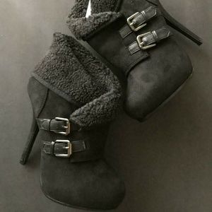 New Black Platform Heel Ankle Boots Booties Size 8.5